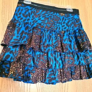 Forever 21 leopard blue ruffle skirt